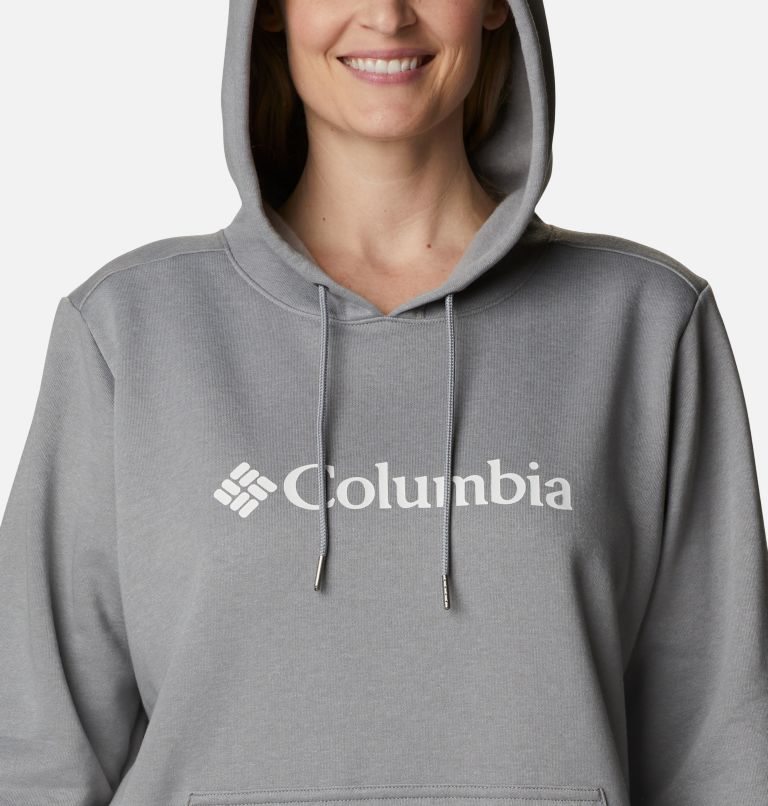 Women's Columbia Logo Hoodie Grey | Plus Size CA-EL64C